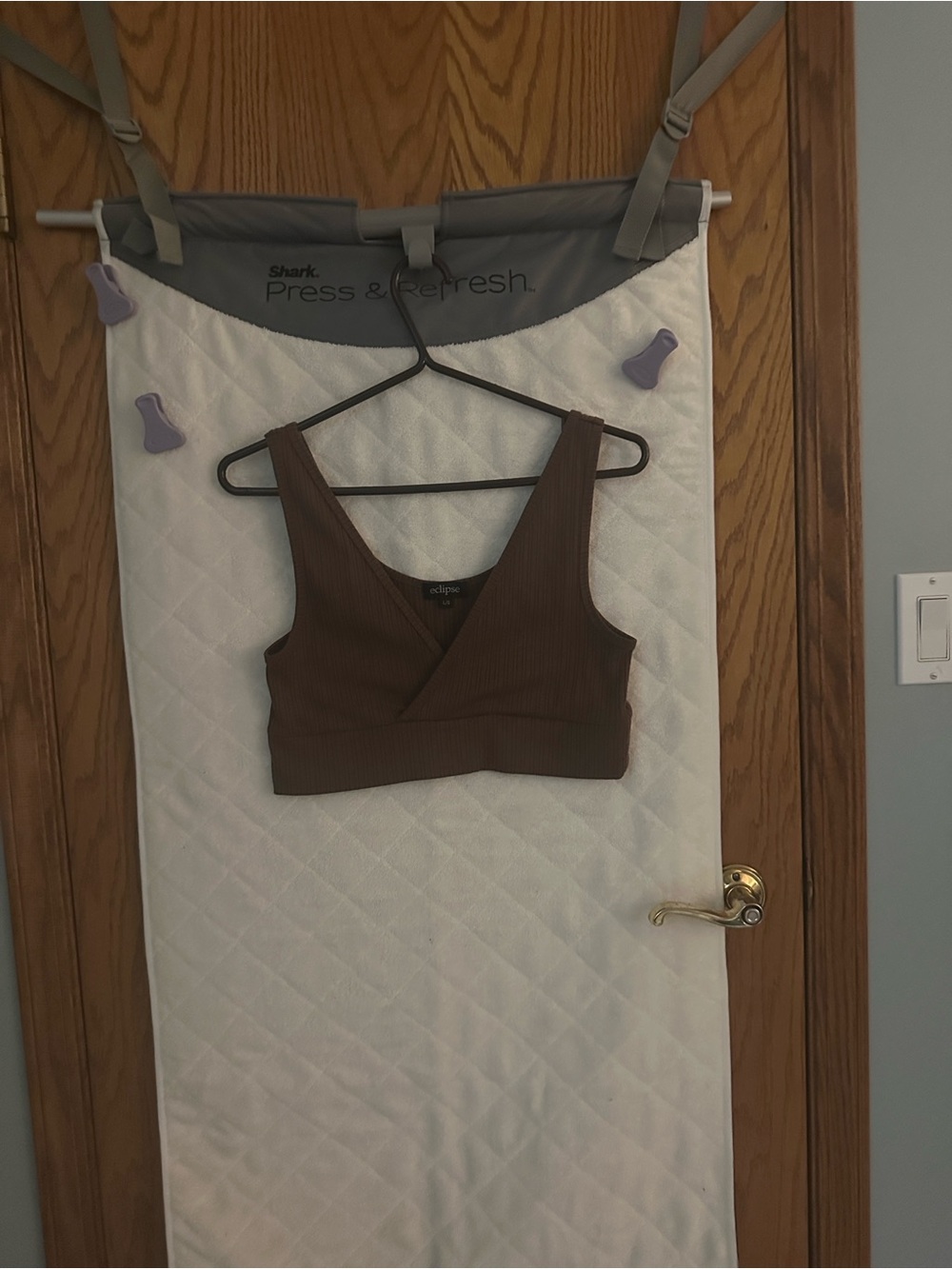 Eclipse Brown Ribbed V-Neck Crop Bralette